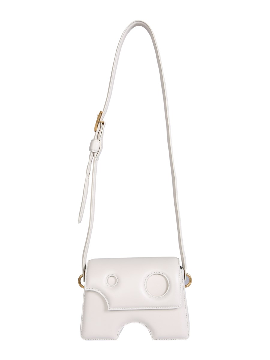 Off-white Burrow 22 Metallic Leather Shoulder Bag In Silver