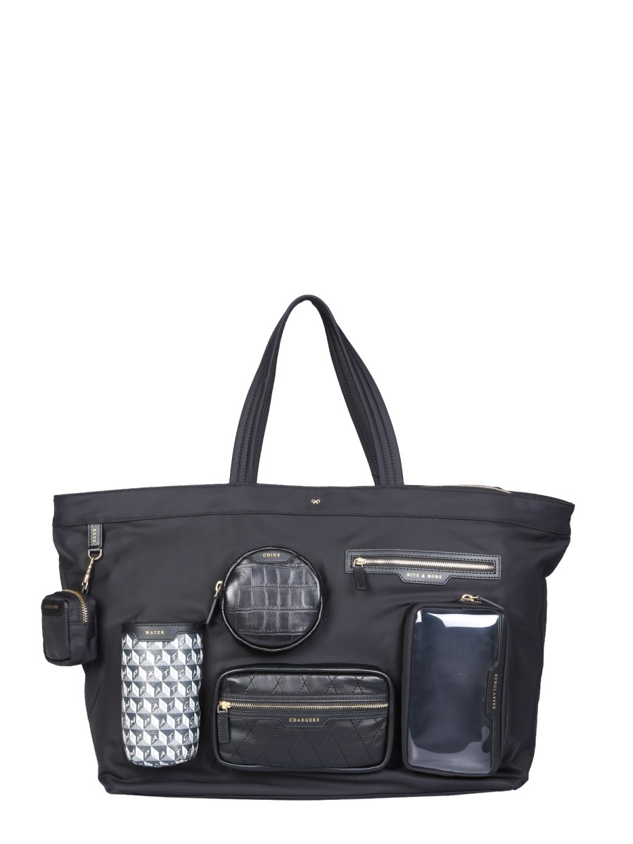 ANYA HINDMARCH - LARGE RECYCLED NYLON TOTE BAG WITH MULTI-POCKETS -  Eleonora Bonucci