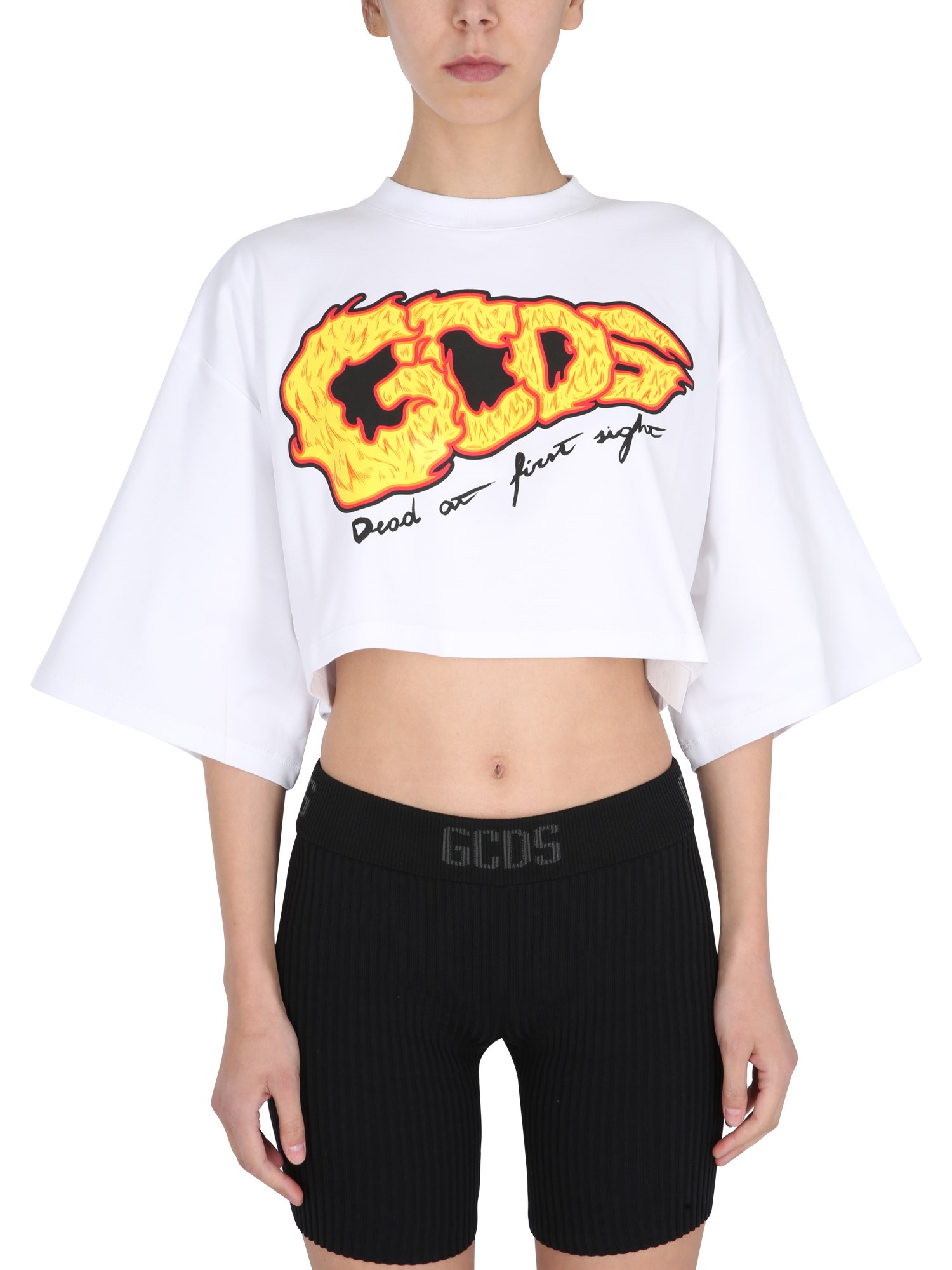 gcds cropped crew neck sweatshirt