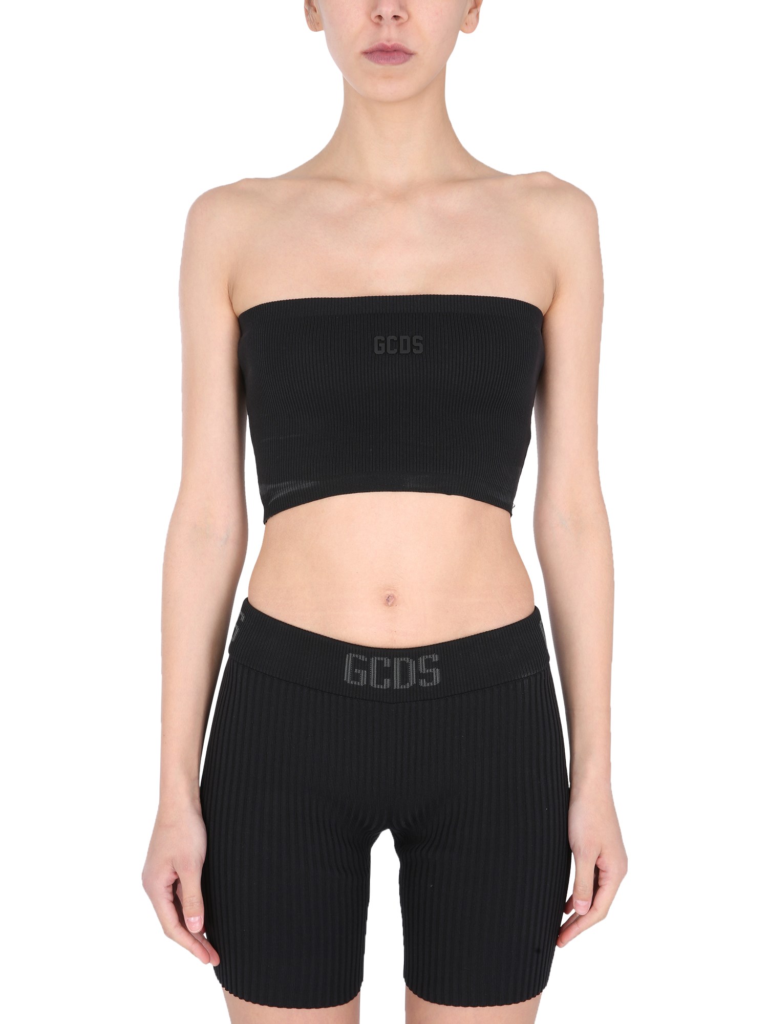 Shop Gcds Banded Top With Logo Patch In Black