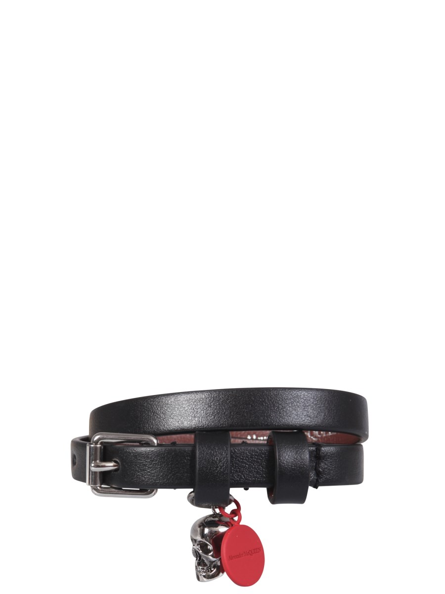 ブレスレット ALEXANDER MCQUEEN BRACCIALE A DOPPIO GIRO IN PELLE CON BORCH ALEXANDER McQUEEN - BRACCIALE A DOPPIO GIRO CON BORCHIE
