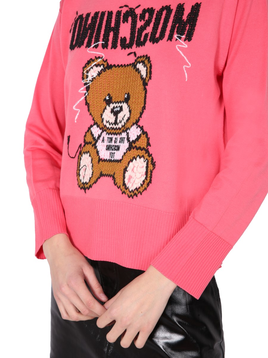 MOSCHINO TEDDY BEAR COTTON INSIDE OUT SWEATER Eleonora Bonucci