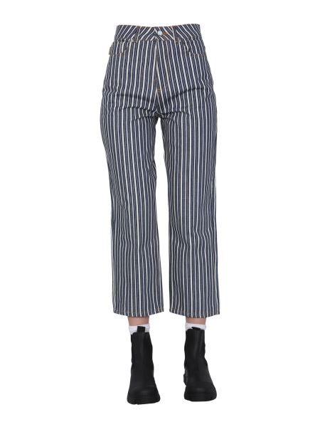 petulance opfindelse Handel Ganni Regular Fit Cotton Denim Jeans With Stripe Pattern Women - Eleonora  Bonucci