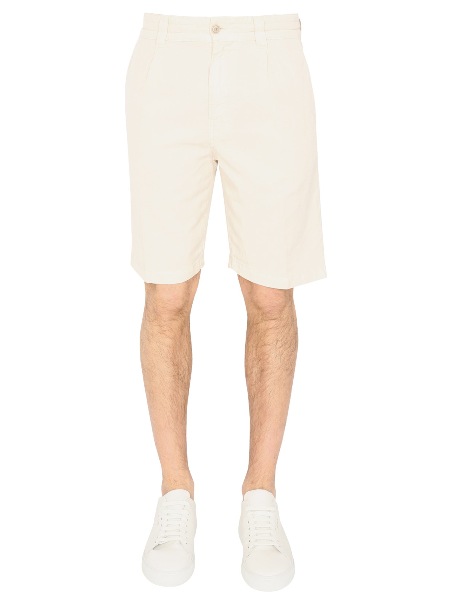 aspesi single pince bermuda flamed twill shorts
