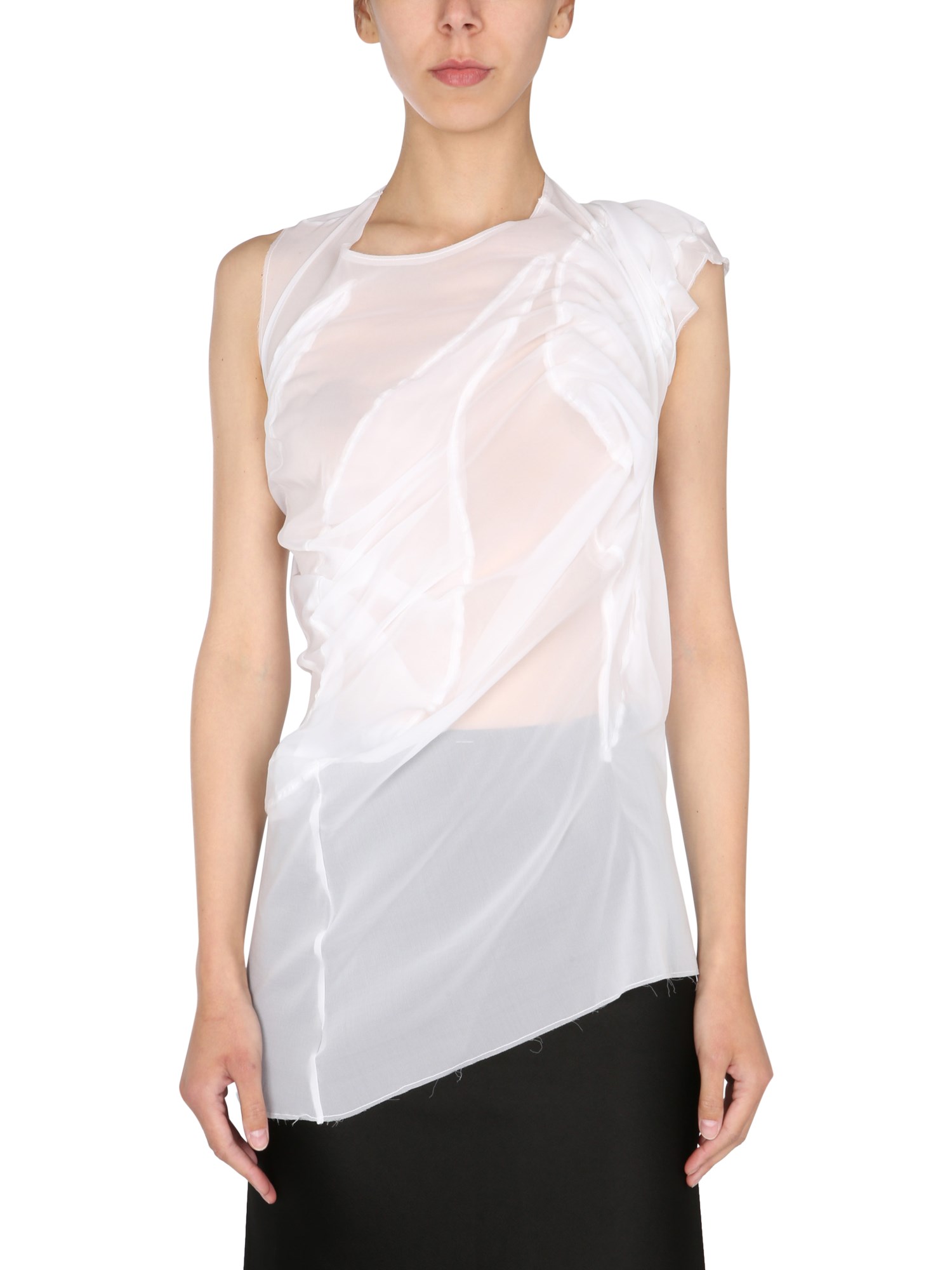 maison margiela draped muslin top