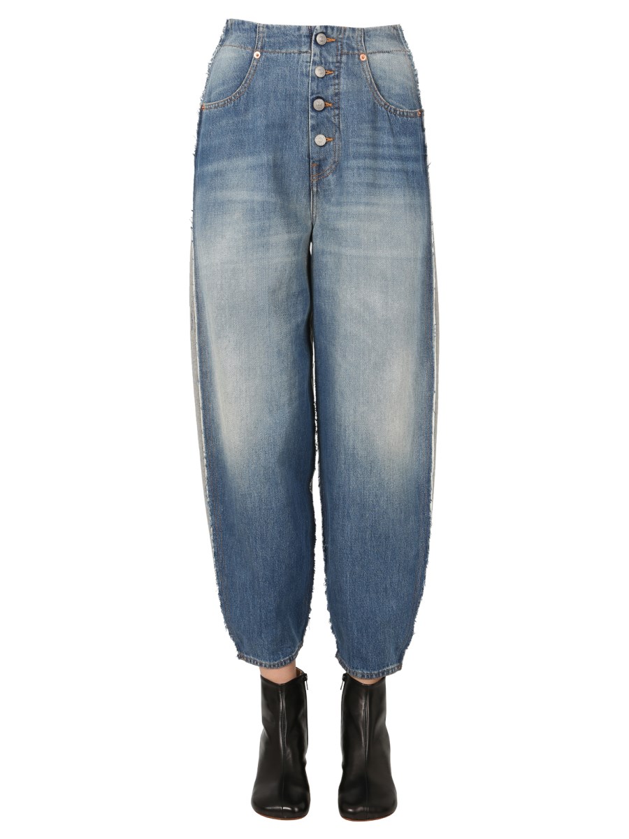 MM6 MAISON MARGIELA - SPLICED DENIM JEANS WITH COTTON SWEATSHIRT BACK -  Eleonora Bonucci