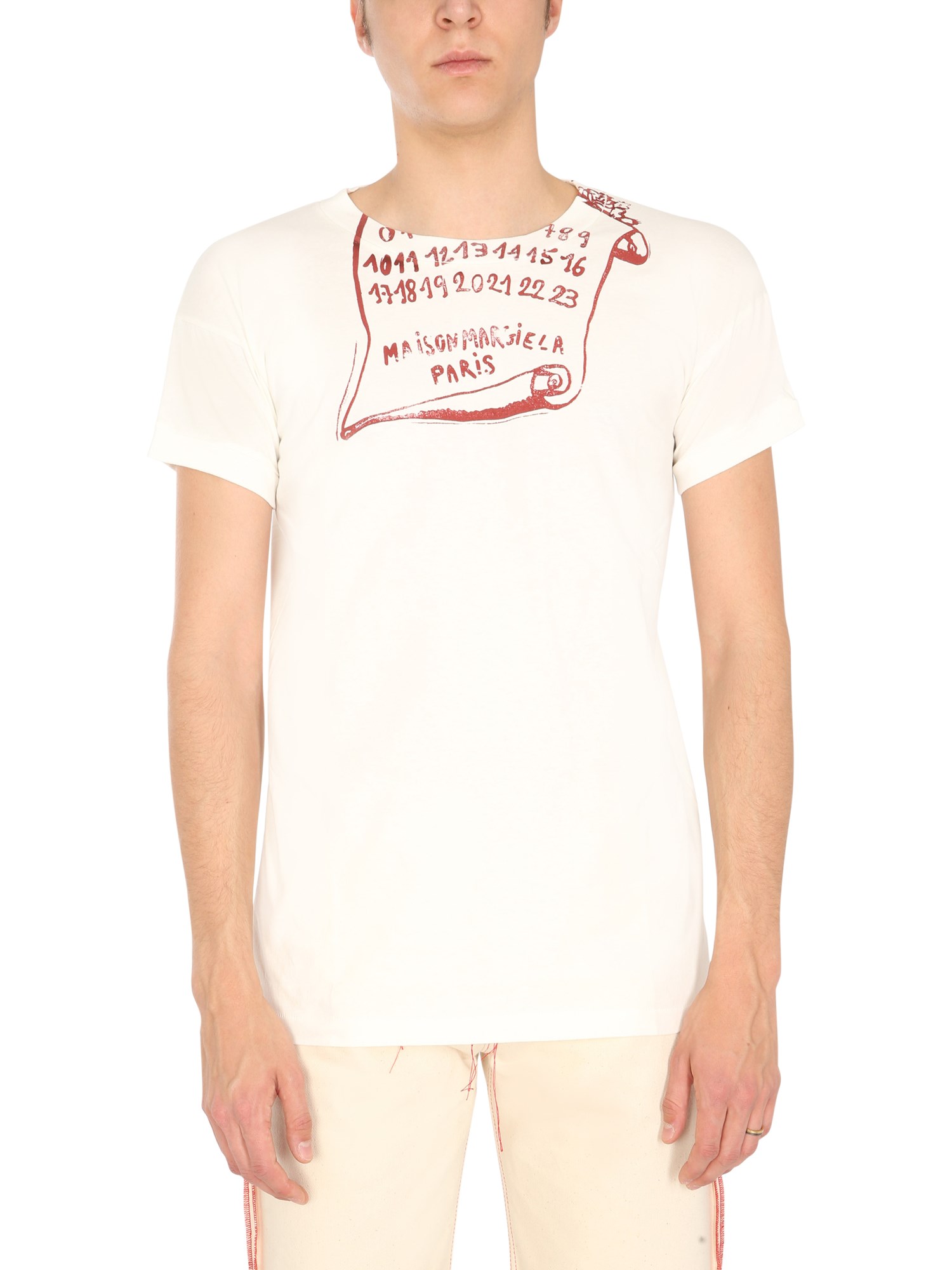 MAISON MARGIELA T-SHIRT WITH LOGO PRINT,201940