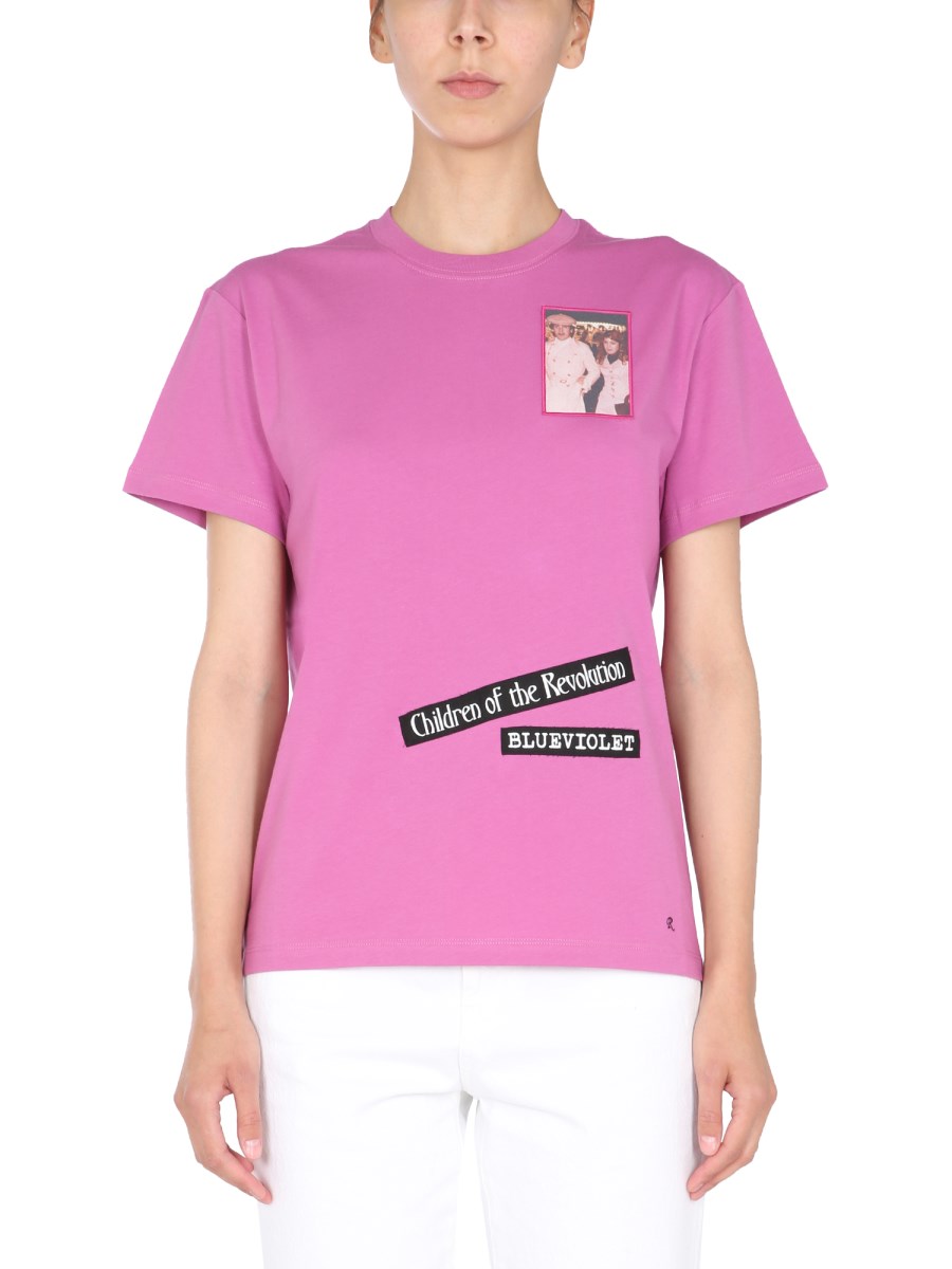 RAF SIMONS T-SHIRT GIROCOLLO IN JERSEY DI COTONE CON PATCH LOGO