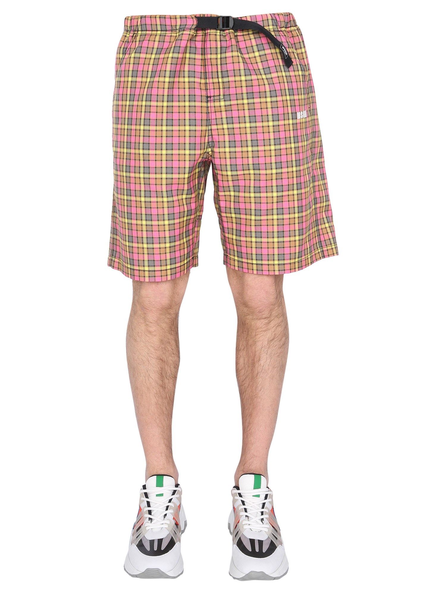 msgm bermuda with multicolour check