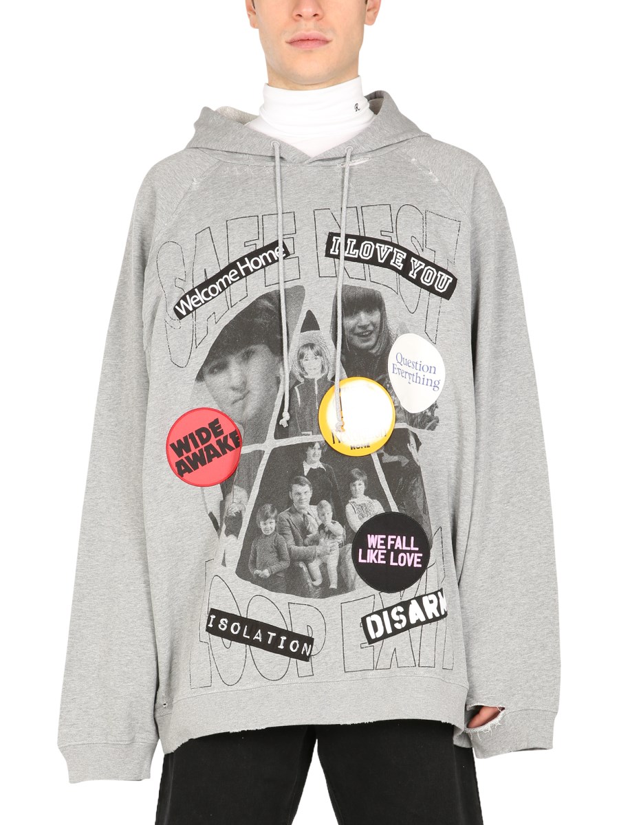 RAF SIMONS - WELCOME HOME DESTROYED COTTON SWEATSHIRT