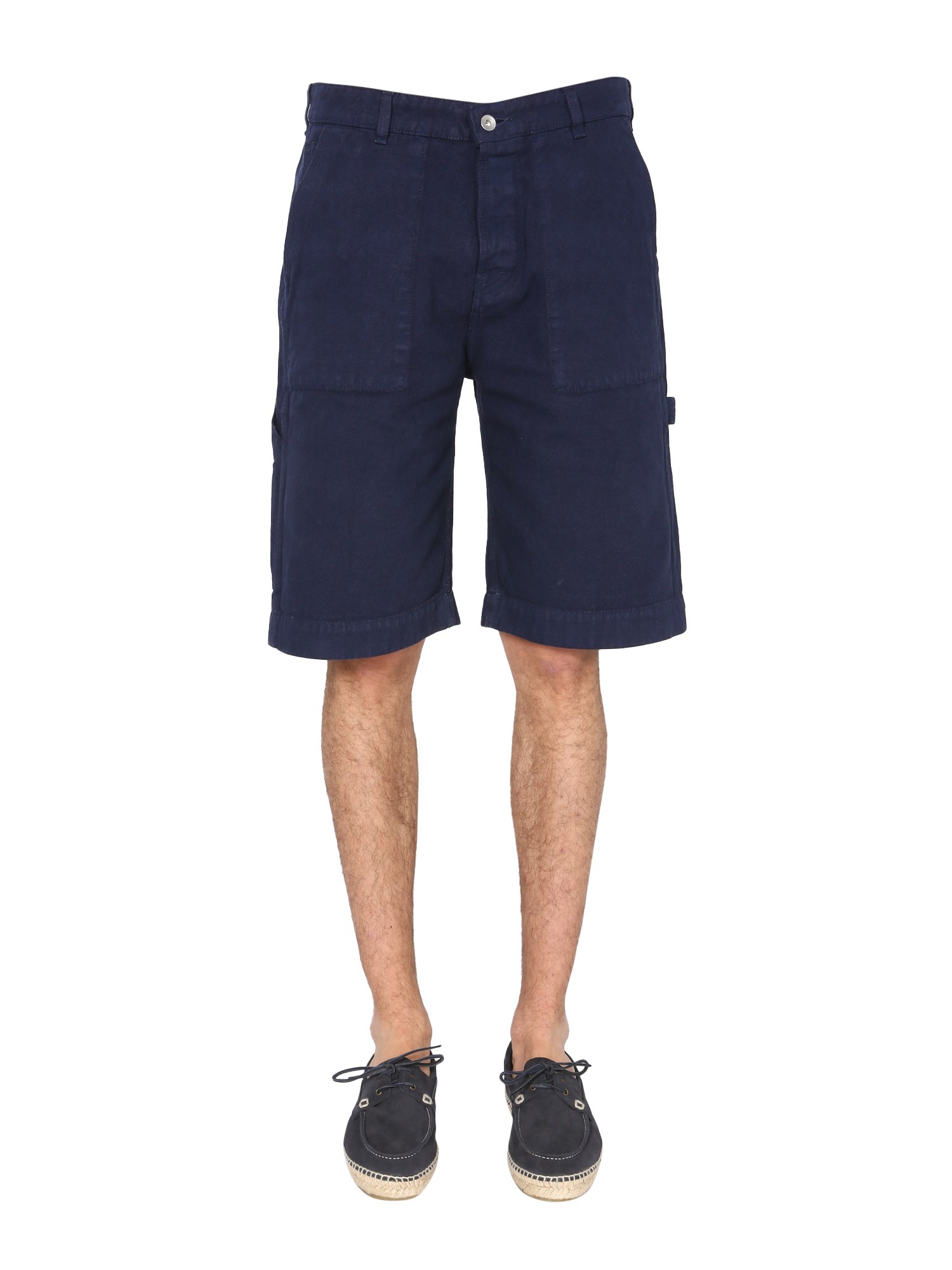 Shop Ymc You Must Create Cotton Canvas Bermuda In Blue