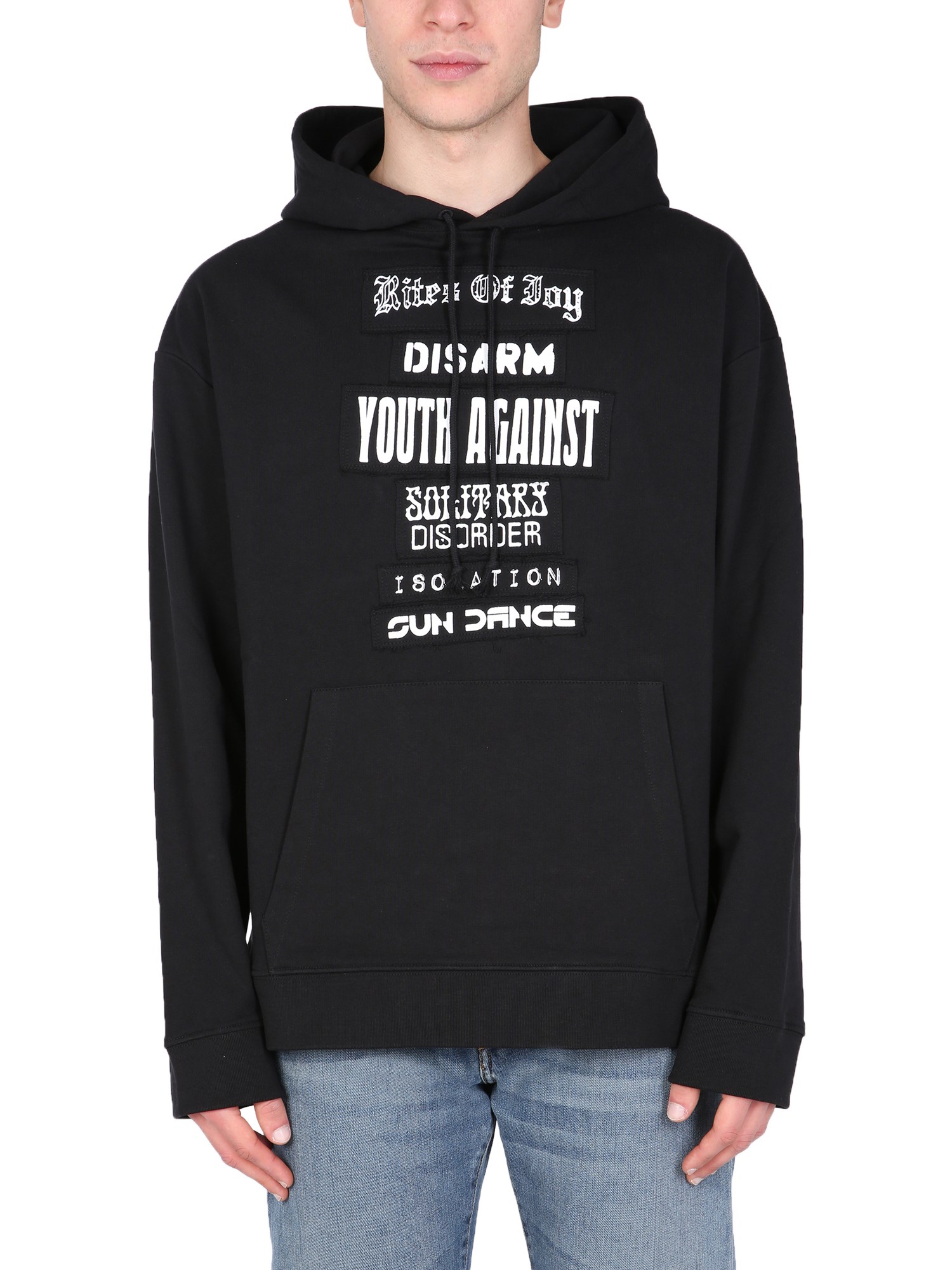 Raf Simons Regular Fit Rites Of Joy Hoodie Black In Black
