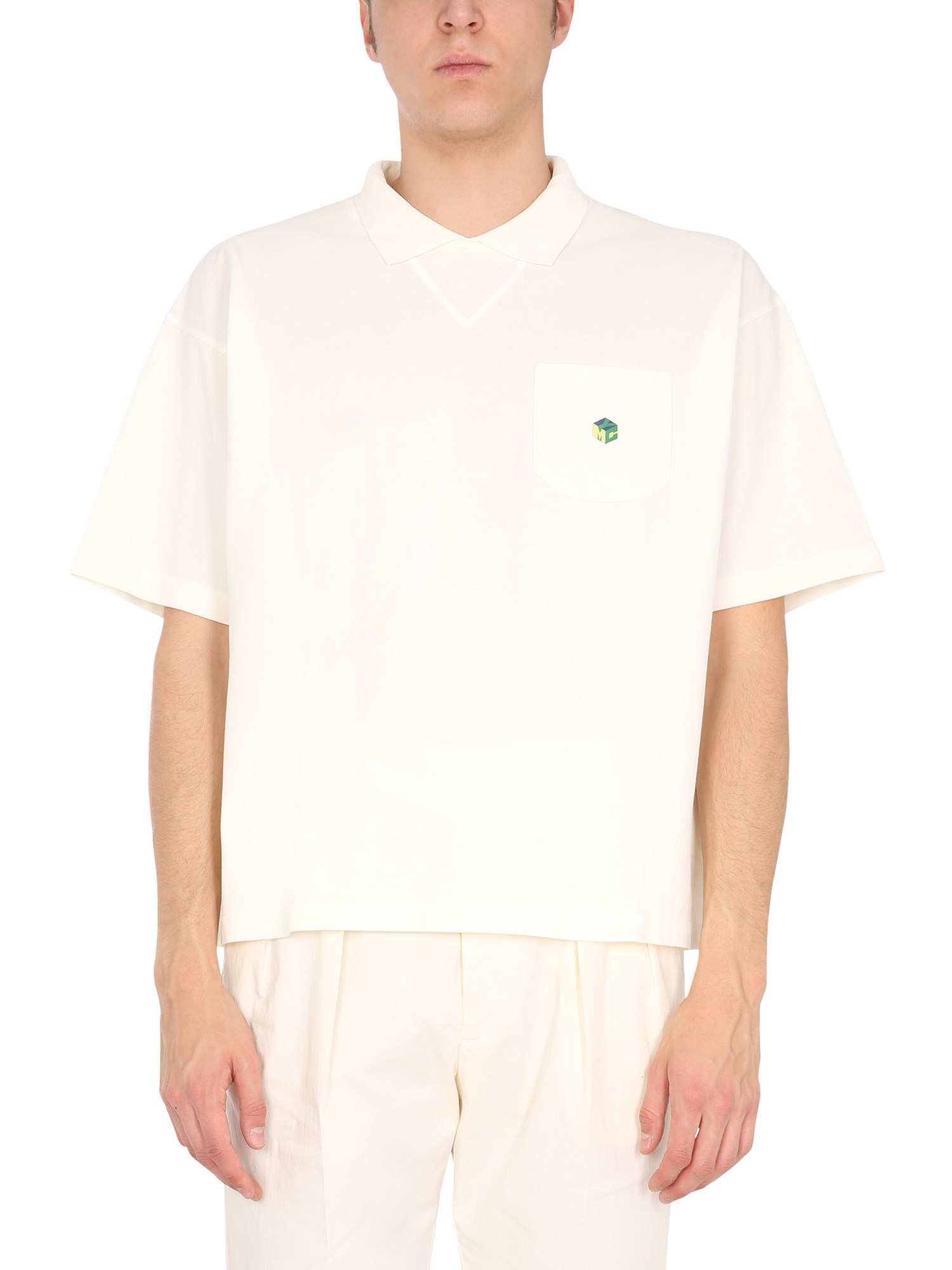 Shop Ymc You Must Create Cotton Piqué Polo Shirt In Powder