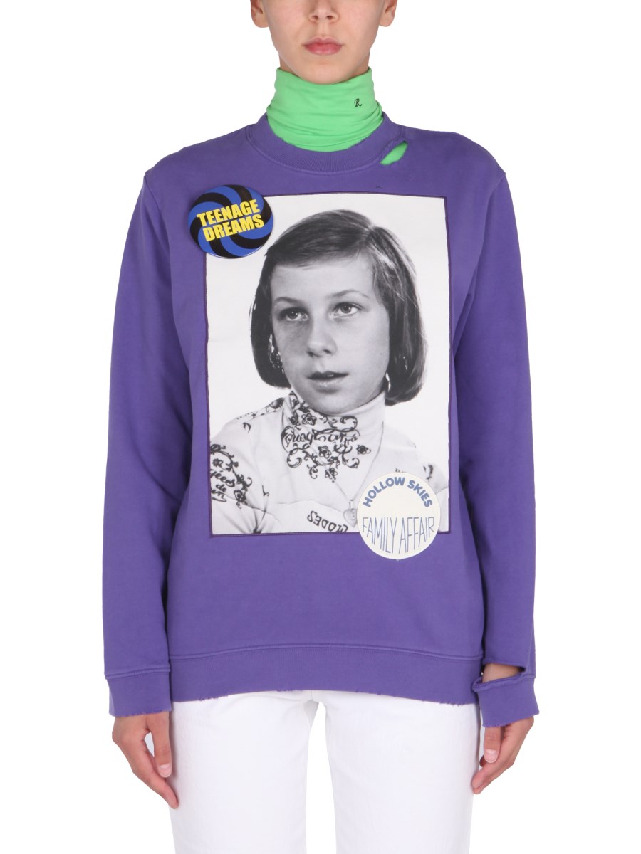 RAF SIMONS - TEENAGE DREAMS DESTROYED COTTON SWEATSHIRT - Eleonora