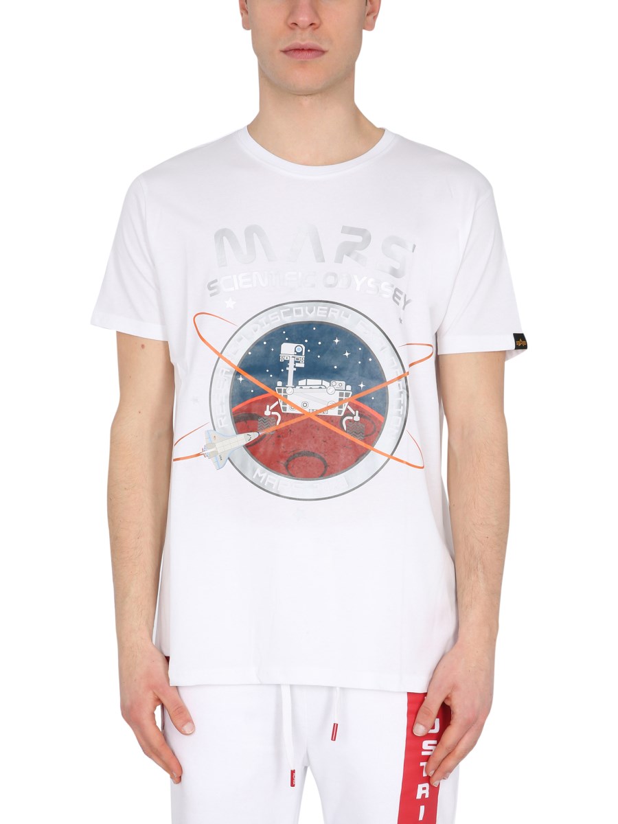 ALPHA INDUSTRIES T-SHIRT MISSION TO MARS IN JERSEY DI COTONE CON STAMPA