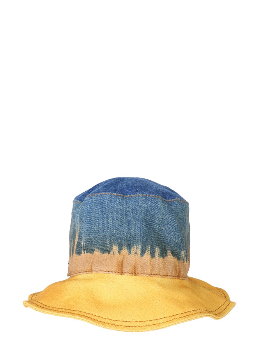 ALBERTA FERRETTI CAPPELLO BUCKET IN DENIM DI COTONE CON STAMPA TIE DYE E LOGO