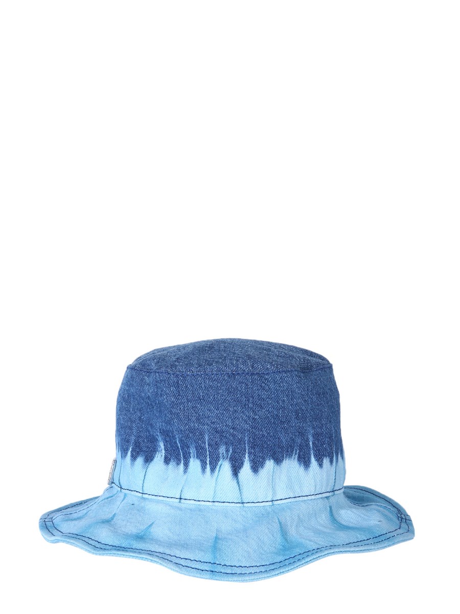 ALBERTA FERRETTI CAPPELLO BUCKET IN DENIM DI COTONE CON STAMPA TIE DYE E LOGO