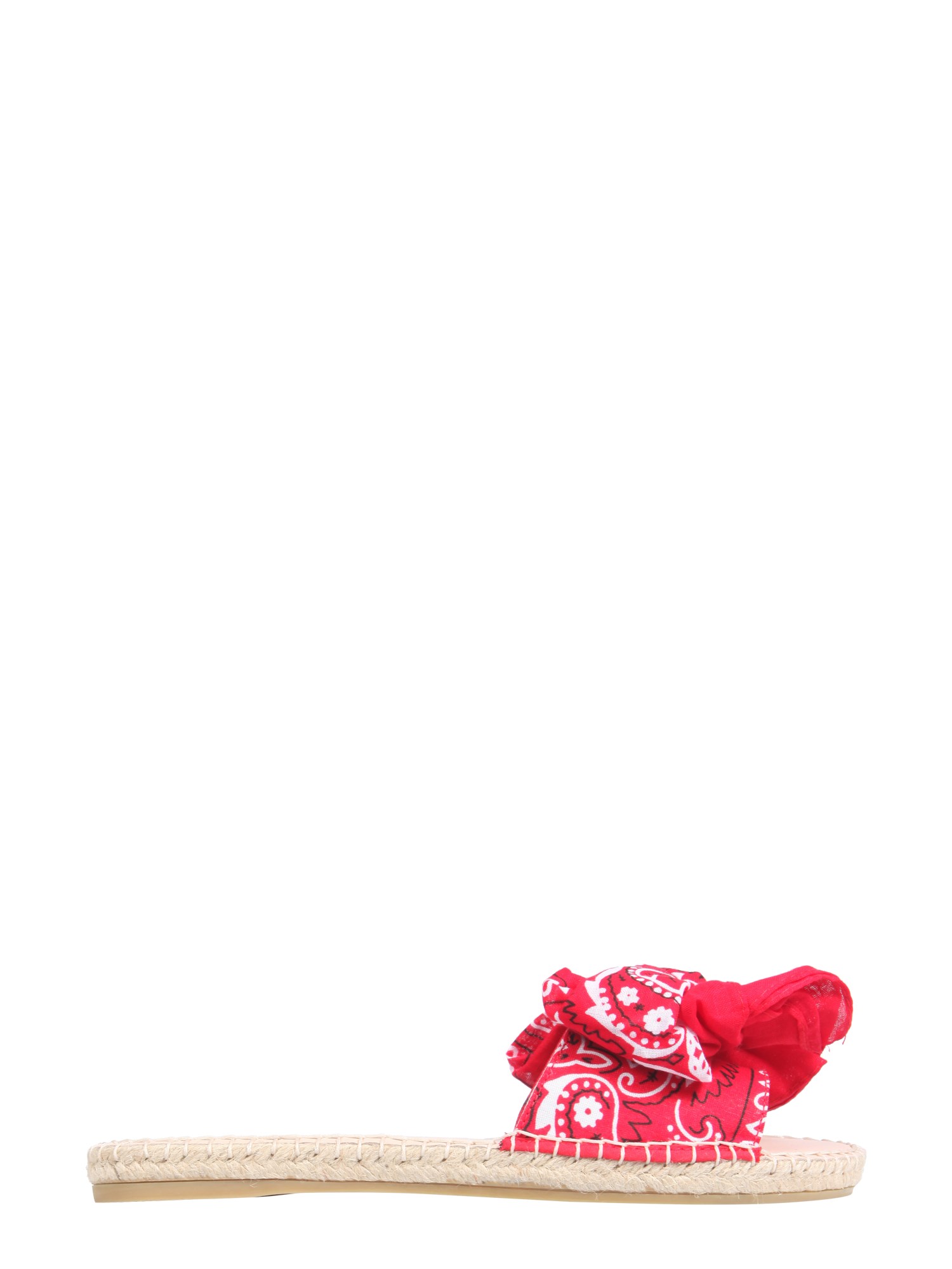 Shop Manebi Low Sandals With Bandana Bow In Red