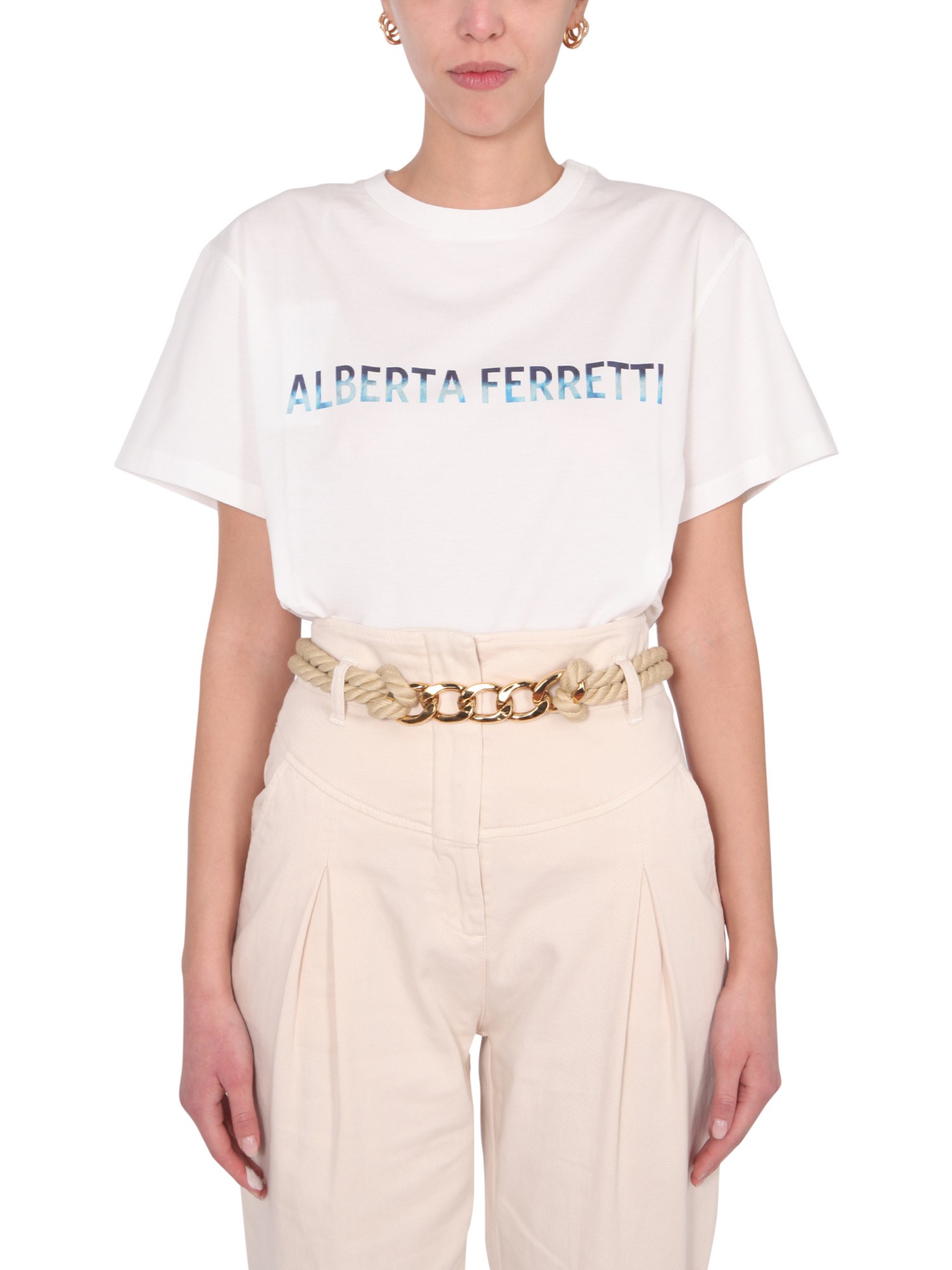 Alberta Ferretti T-shirt With Logo Print In White