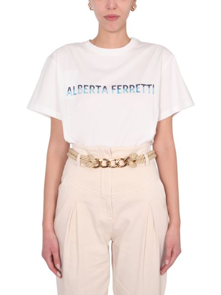 absorption Velkendt masse Alberta Ferretti Cotton Jersey T-shirt With Degradee Logo Print Women -  Eleonora Bonucci