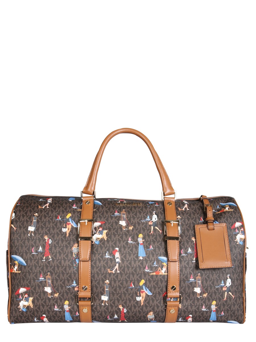 Leather JET SET TRAVEL Bag with Metal Logo and Charm