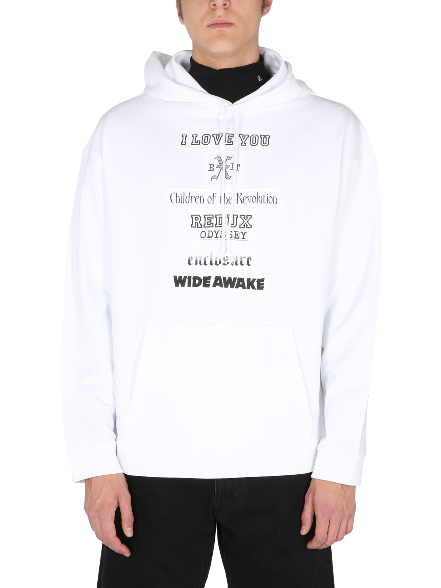 Raf Simons Patchwork Photo-print Hoodie In White