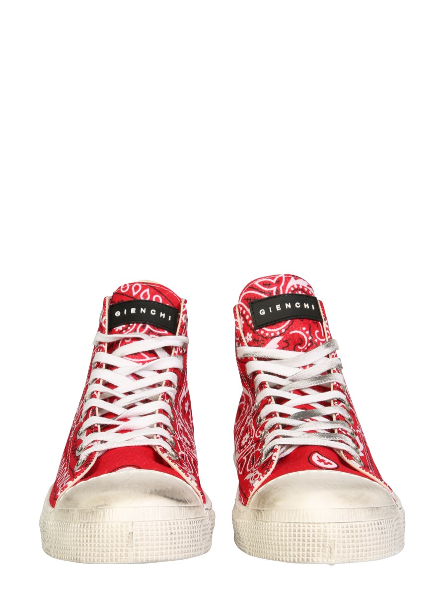 GIENCHI - HIGH JEAN MICHEL CANVAS SNEAKERS WITH BANDANA PRINT