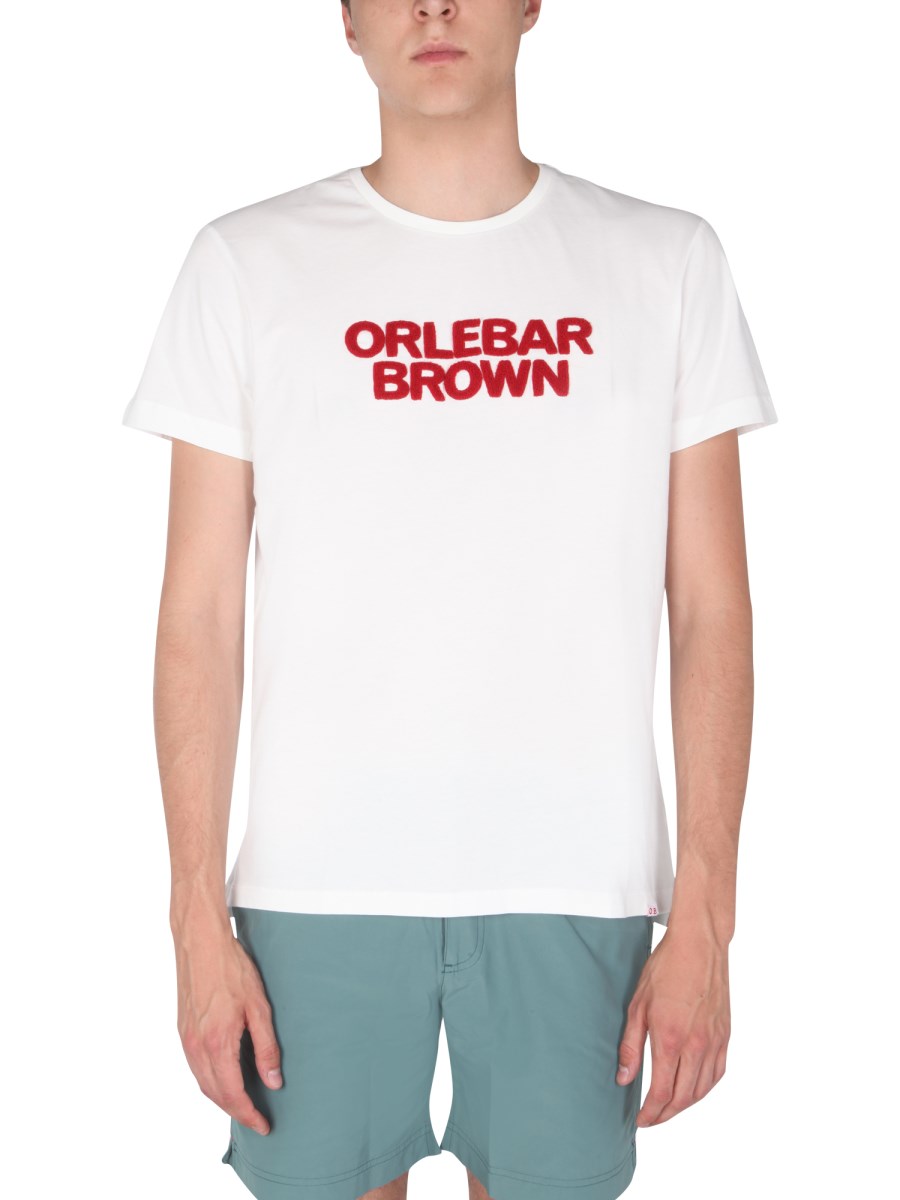 ORLEBAR BROWN T-SHIRT SAMMY OB TOWELLING CON LOGO IN SPUGNA