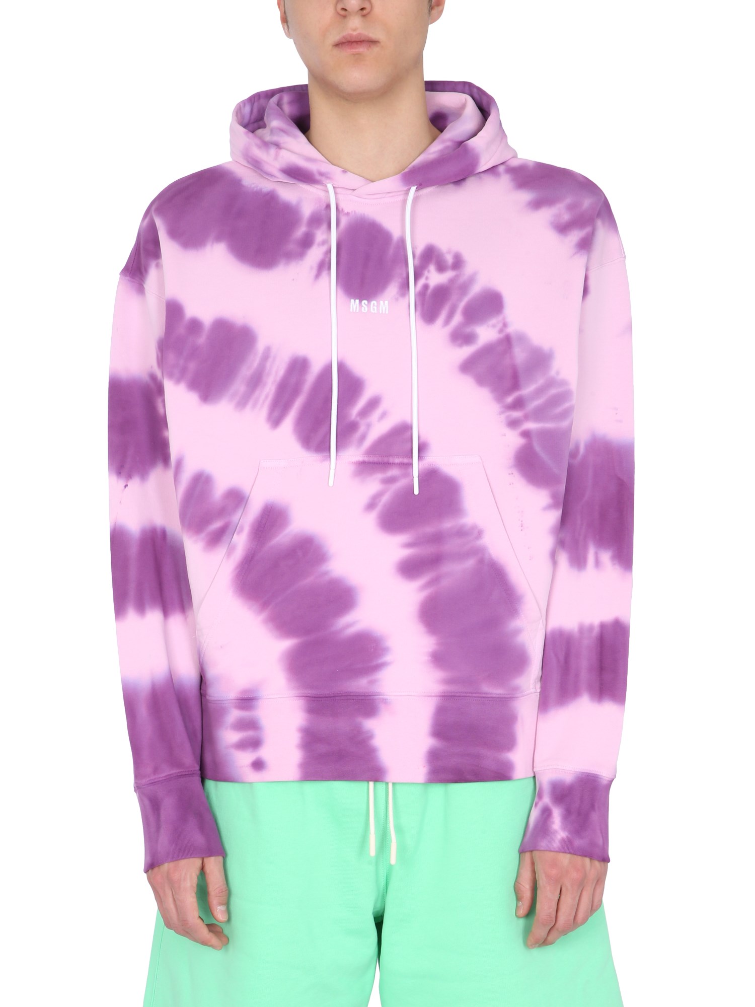 Shop Msgm Printed Sweatshirt With Micro Logo In Lilac