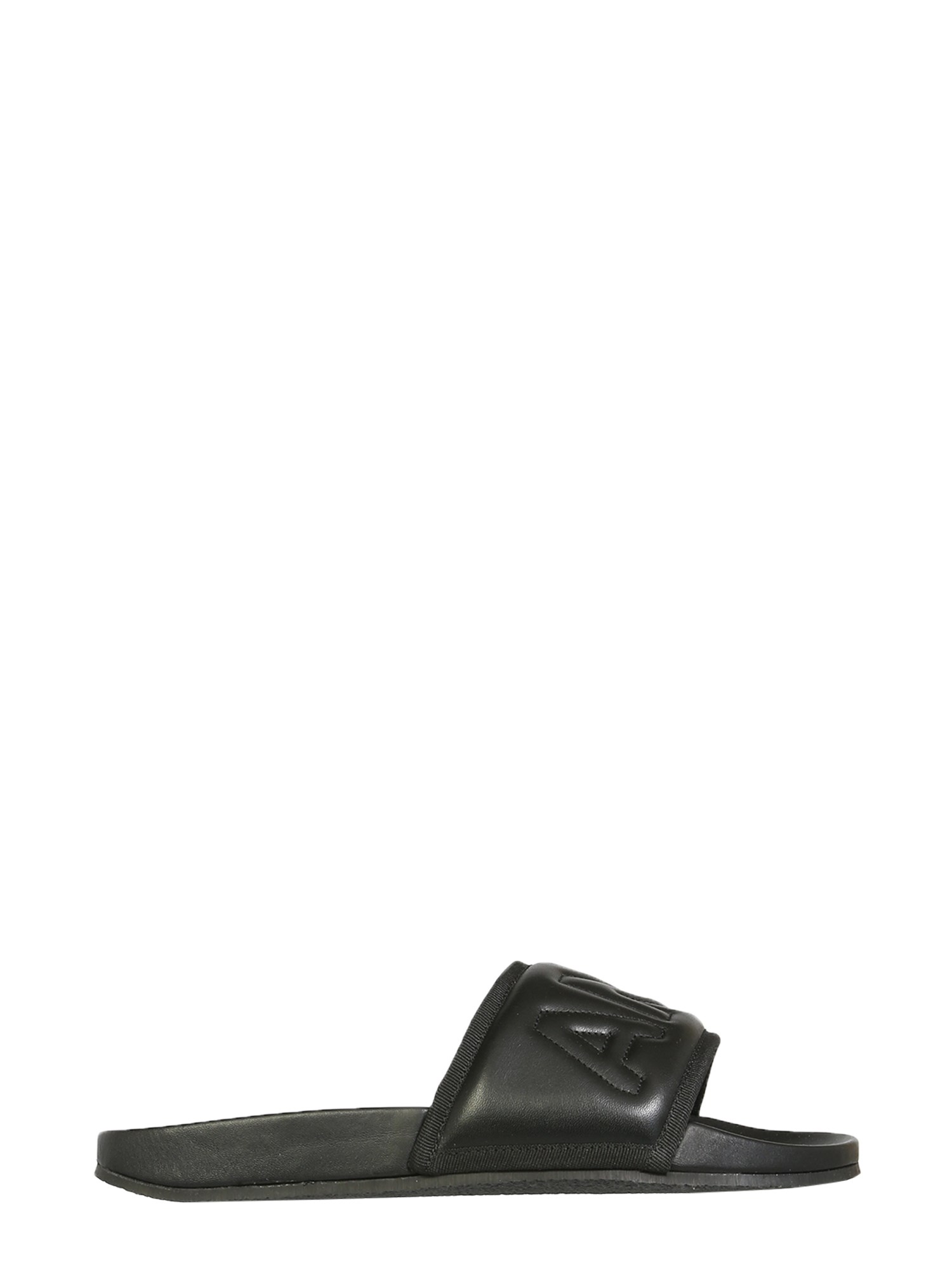 Shop Ambush Leather Slide Sandals In Black