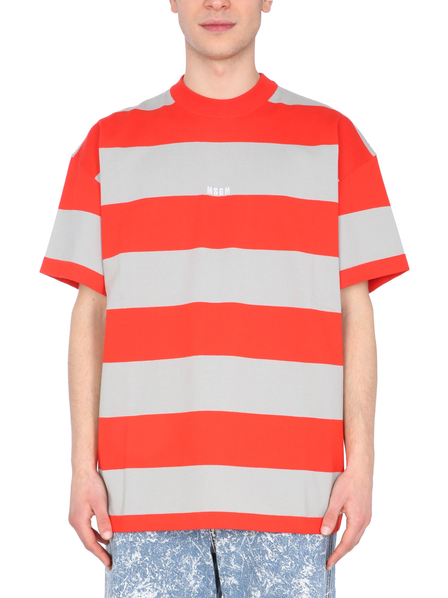 msgm t-shirt with embroidered logo
