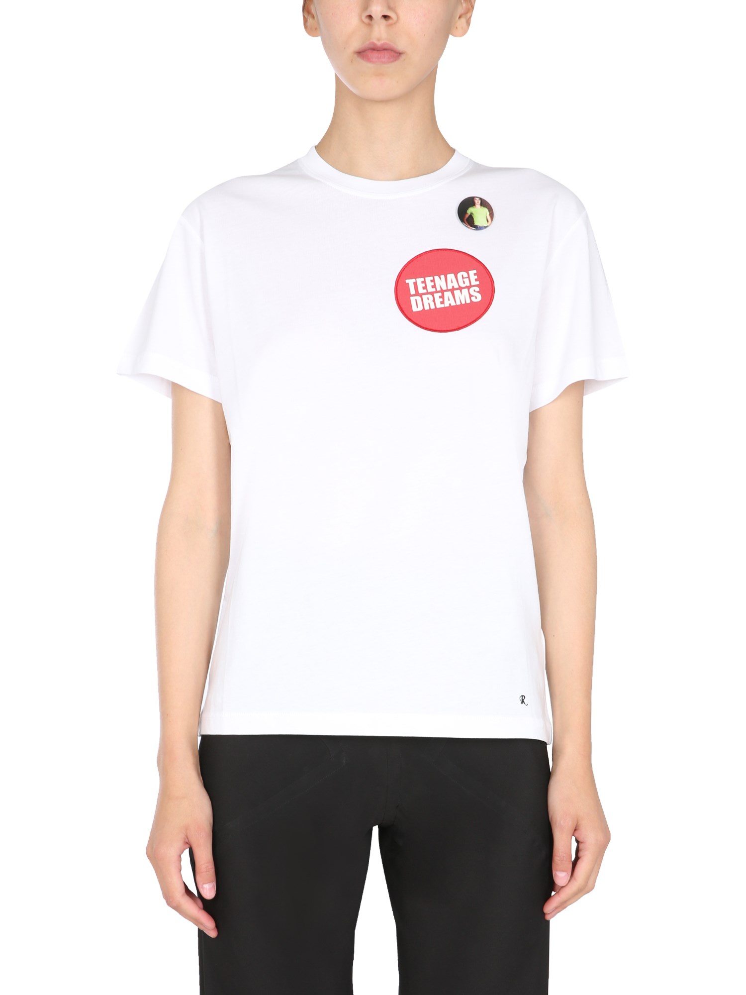 Shop Raf Simons Crew Neck T-shirt In White