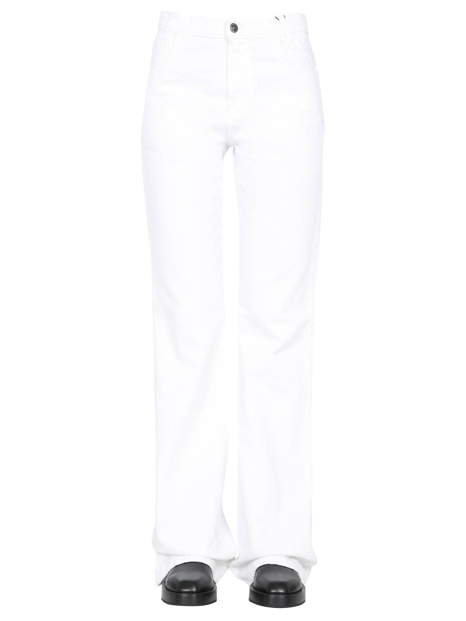 Raf Simons Cotton Denim Straight Leg Jeans In White