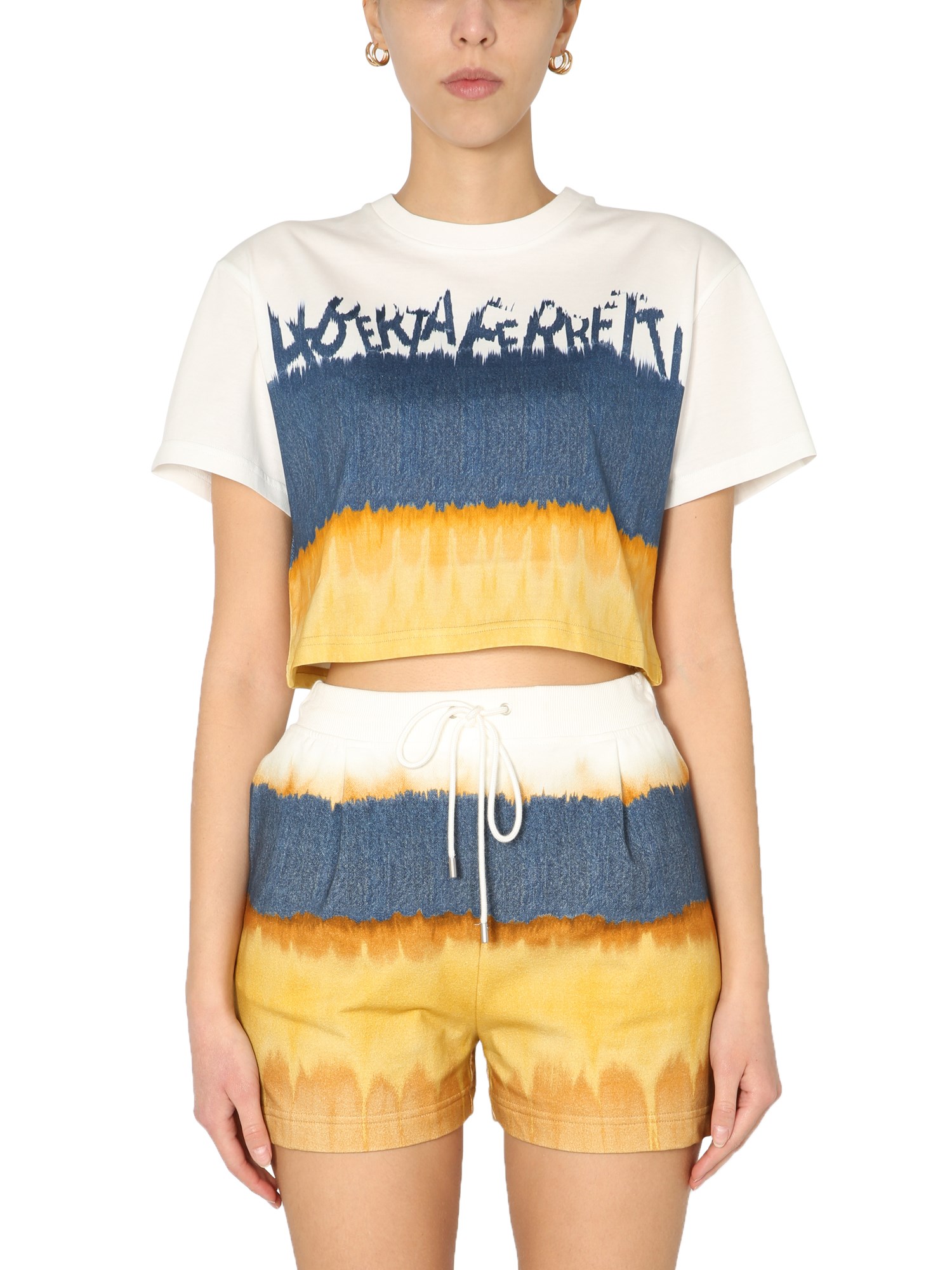 Alberta Ferretti Tie-dye Print Cotton T-shirt In Yellow