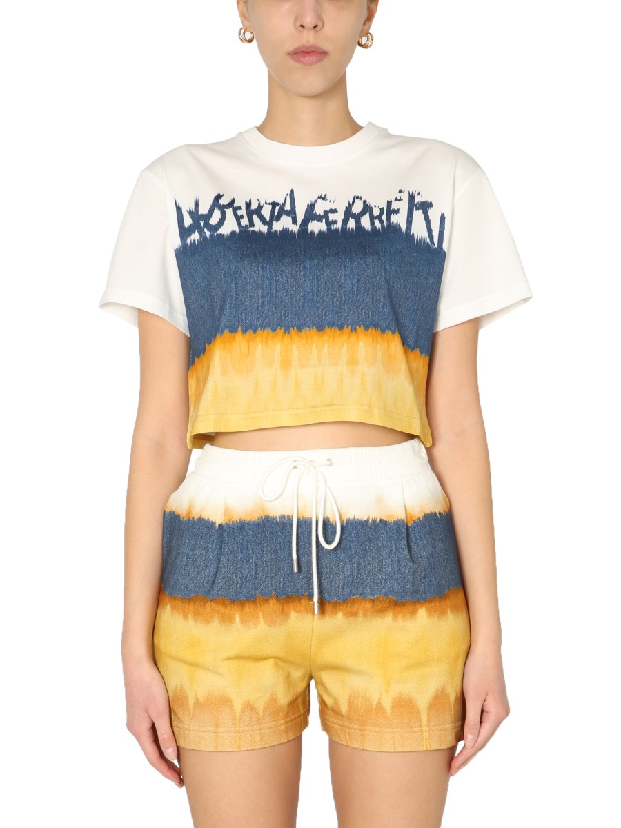 ALBERTA FERRETTI T-SHIRT CROPPED I LOVE SUMMER IN COTONE