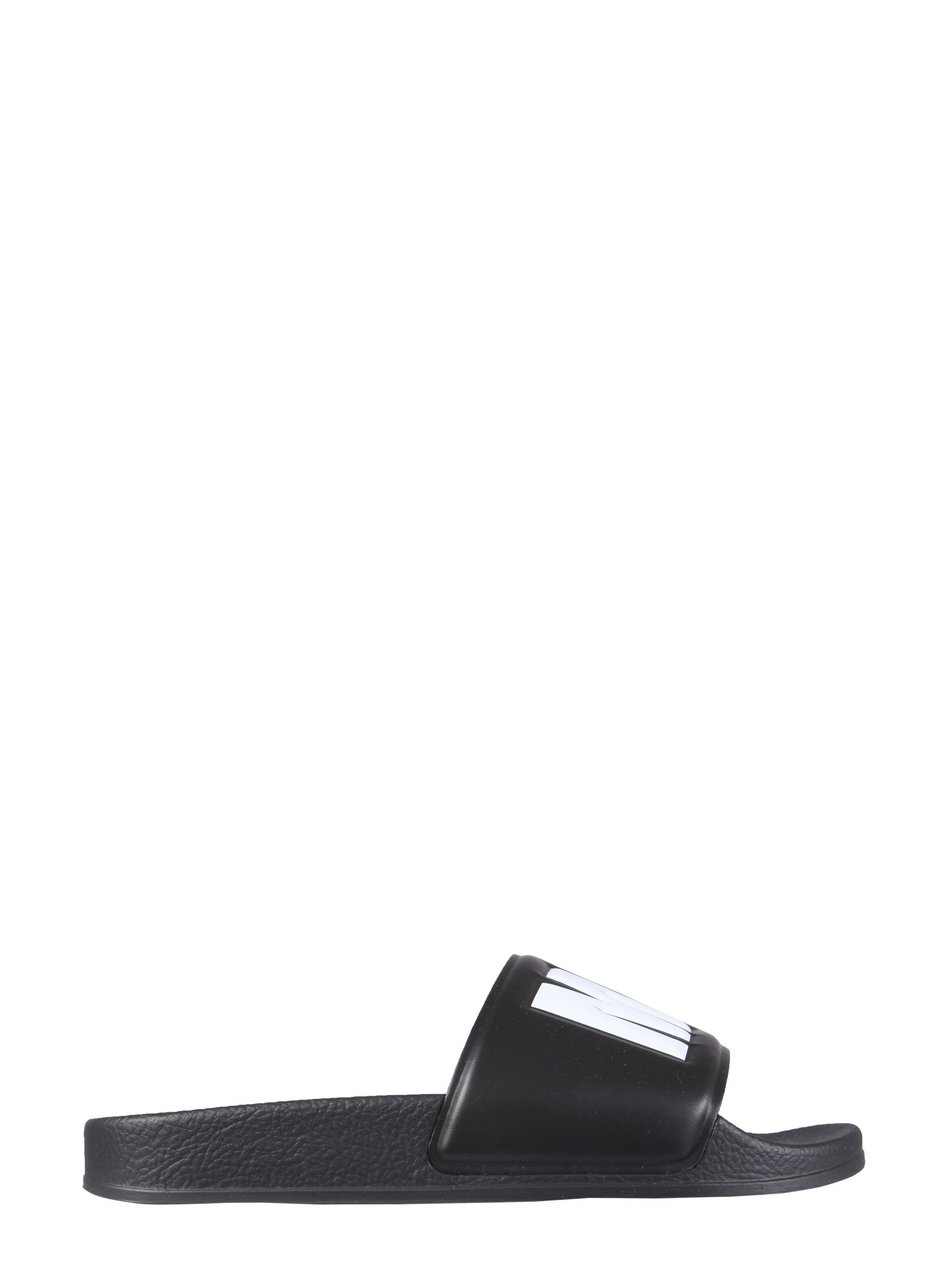 Msgm Logo-embossed Rubber Slides In Black