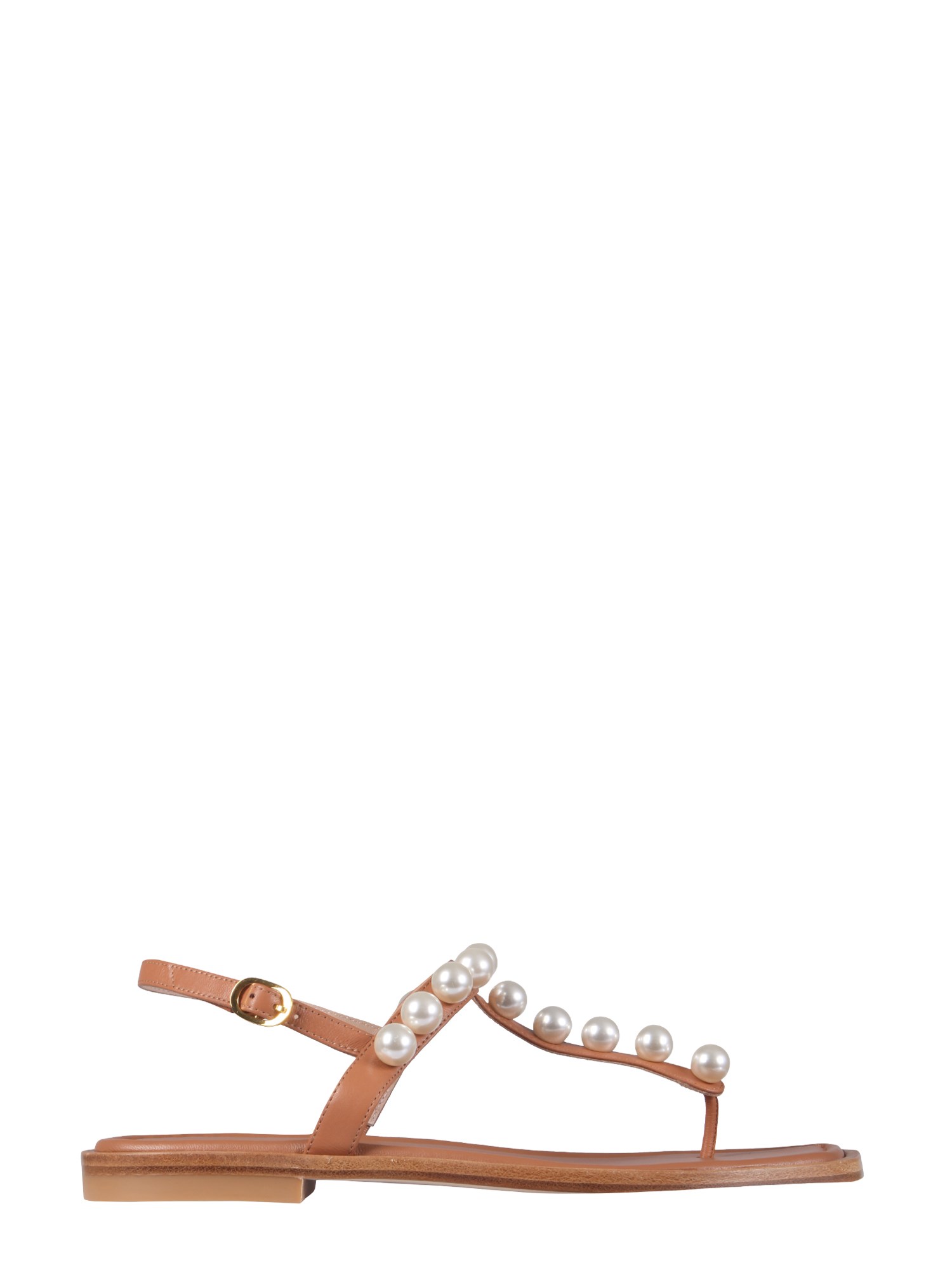Stuart Weitzman Goldie Faux-pearl Embellished Sandals In Beige