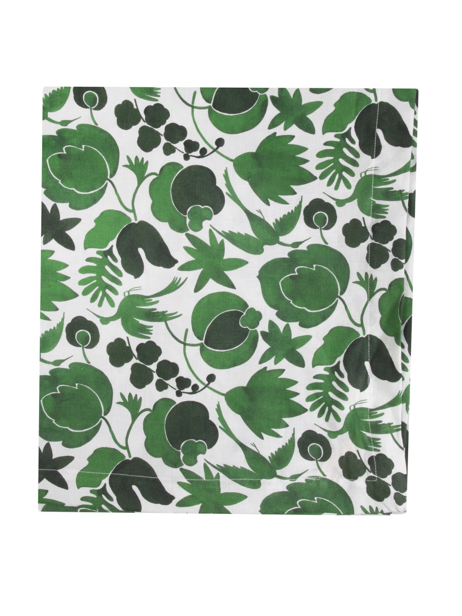 LA DOUBLEJ TOVAGLIA LARGE IN LINO CON STAMPA WILDBIRD