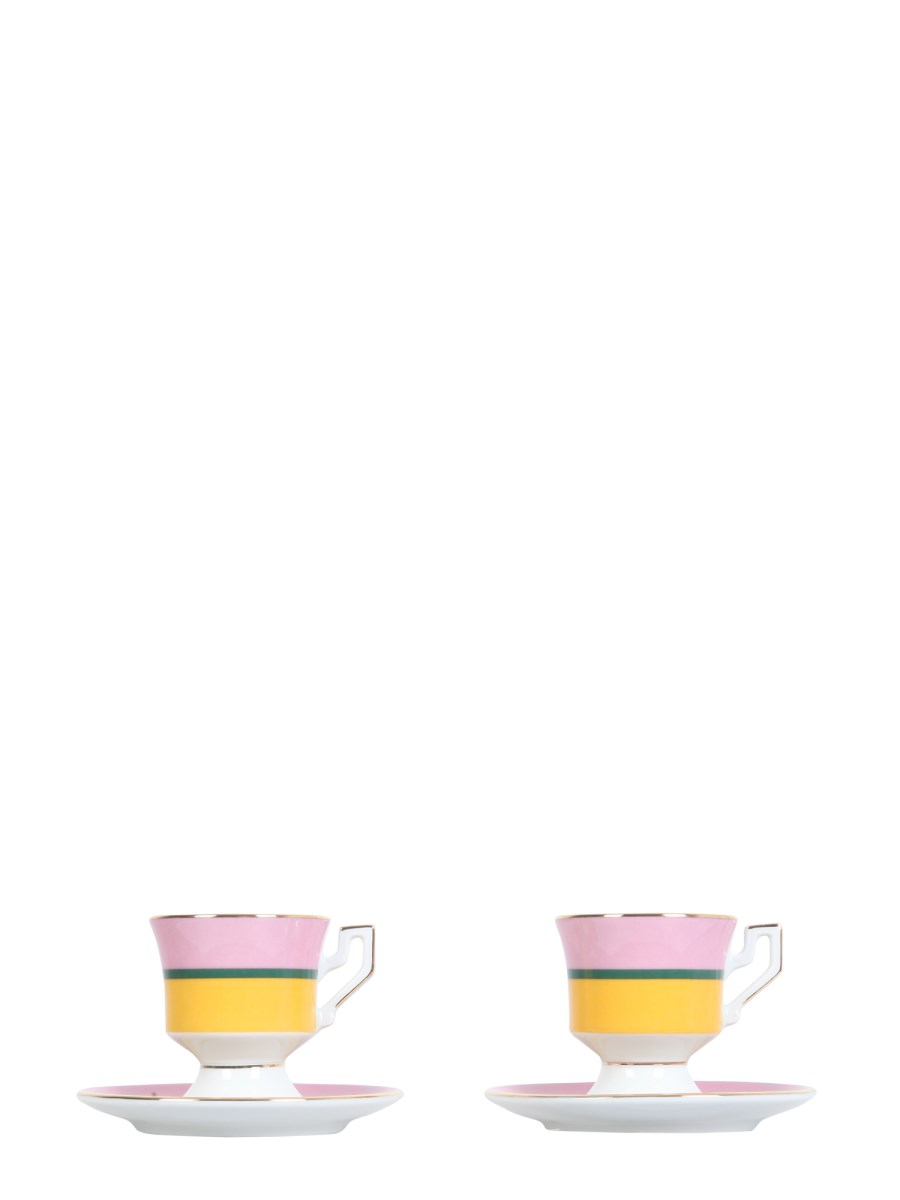 LA DOUBLEJ - SET OF TWO PORCELAIN ESPRESSO CUP WITH RAINBOW PRINT