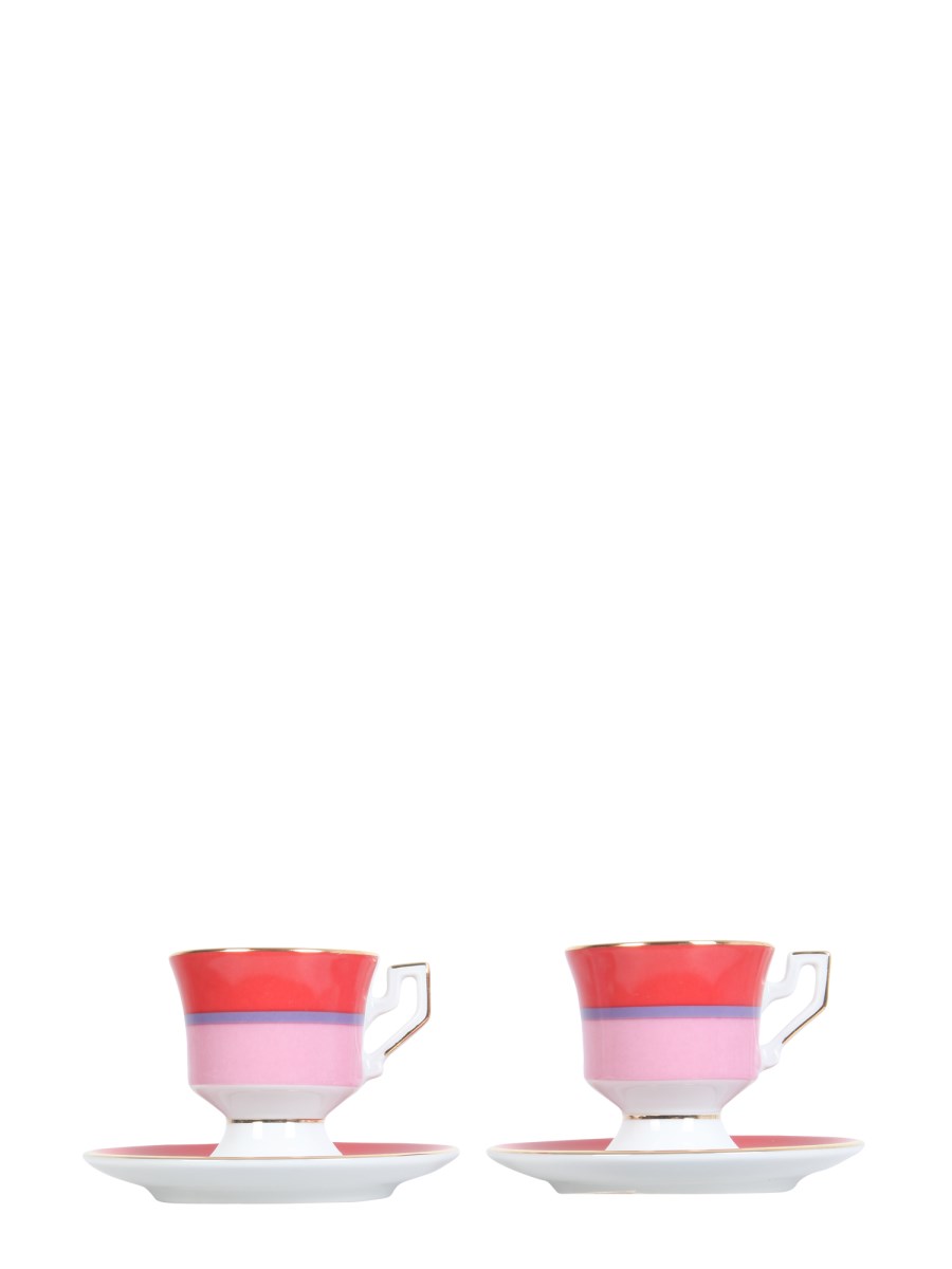 LA DOUBLEJ - SET OF TWO PORCELAIN ESPRESSO CUP WITH RAINBOW PRINT