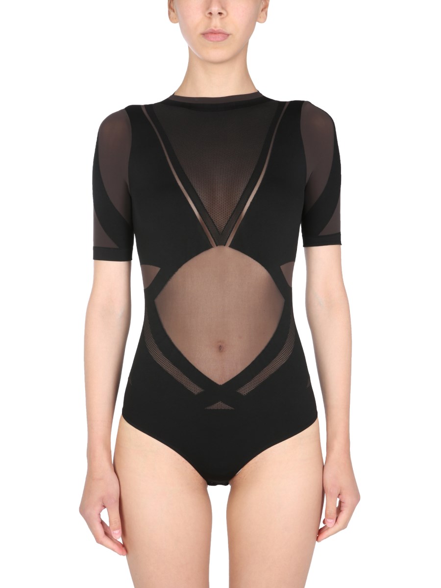 Elenora Bodysuit, Black High Cut Body Suit