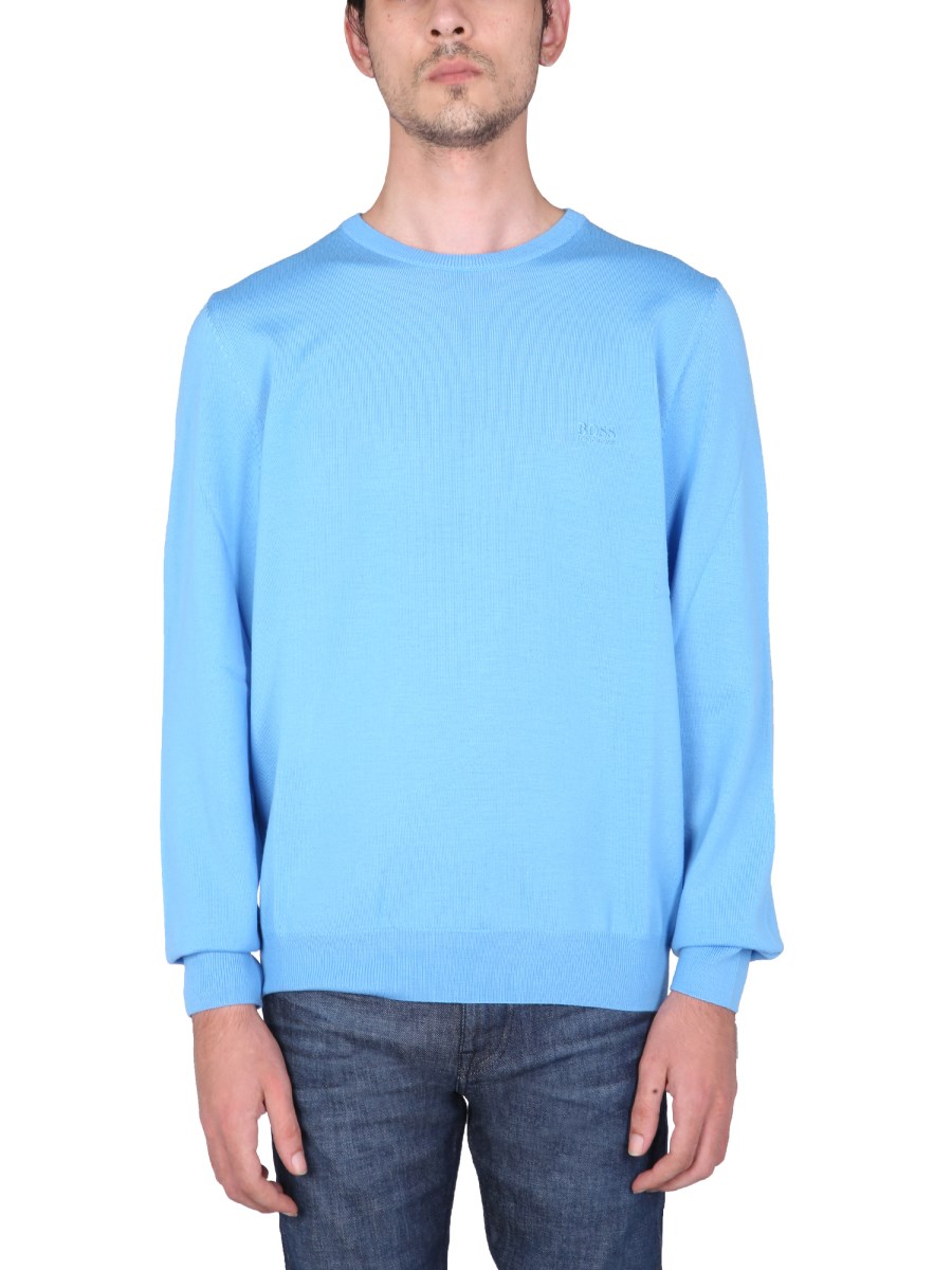 BOSS - VIRGIN WOOL SWEATER WITH EMBROIDERED LOGO - Eleonora Bonucci