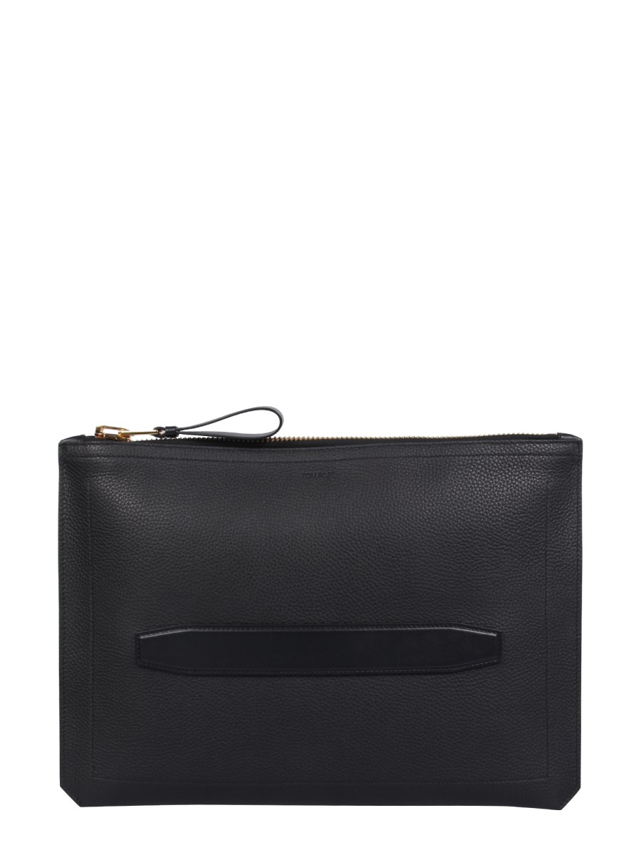 TOM FORD - PORTFOLIO HAMMERED LEATHER CLUTCH - Eleonora Bonucci