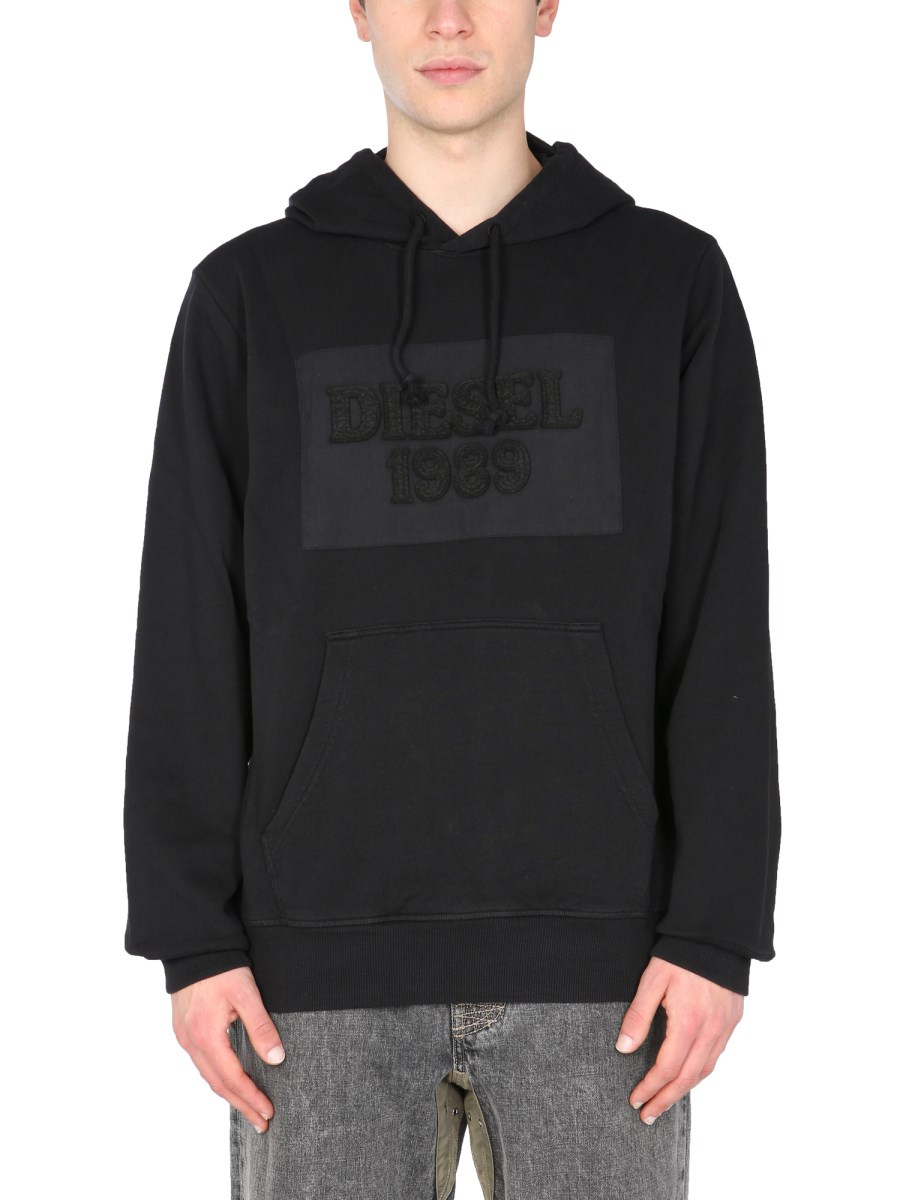 DIESEL FELPA CON CAPPUCCIO IN COTONE CON PATCH LOGO