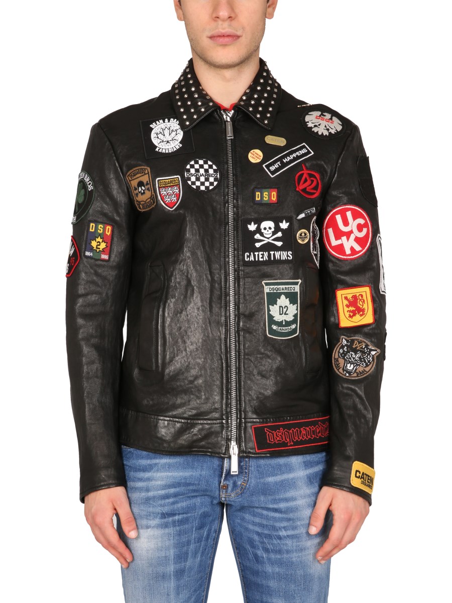 Dsquared2 leather jacket best sale