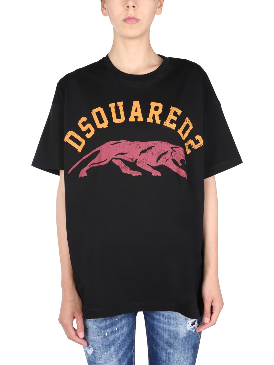 DSQUARED T-SHIRT GIROCOLLO IN JERSEY DI COTONE CON LOGO