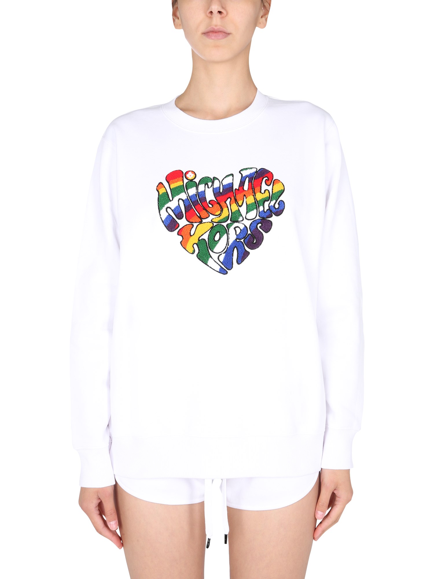 michael by michael kors crew neck sweatshirt with pride heart logo