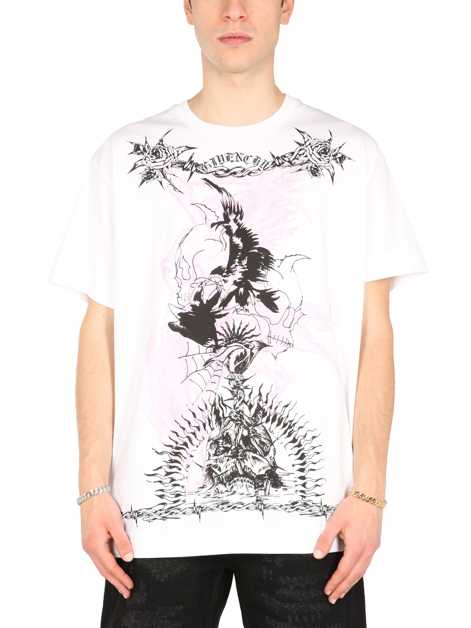 givenchy oversize fit t-shirt with gothic prints