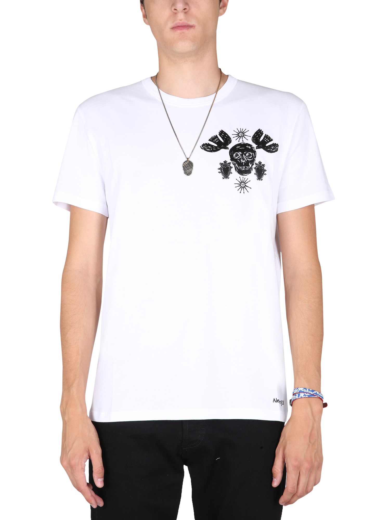 alexander mcqueen t-shirt with embroidered skull