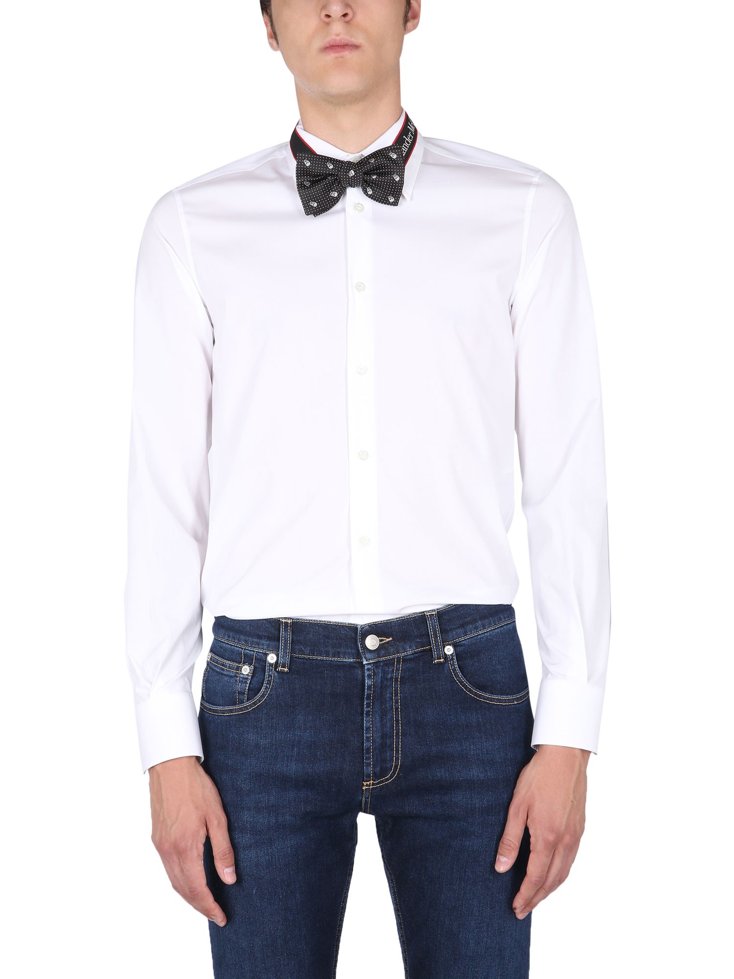 alexander mcqueen shirt with selvedded logo band